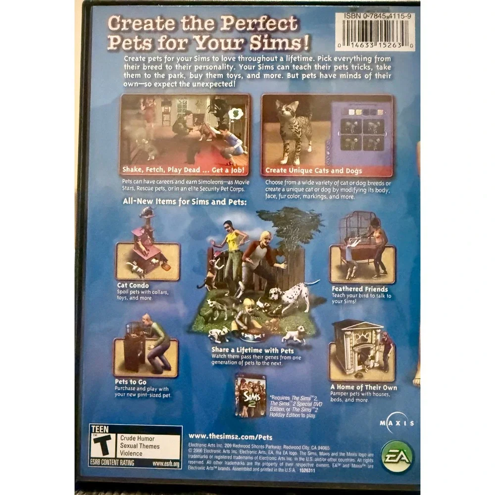 The Sims 2 Pets Expansion Pack PC CD-ROM 2006 Excellent Complete 2-Disc Set